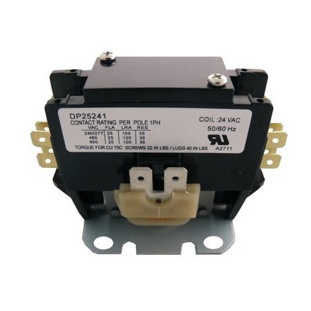 SUPCO Contactor, 25A, 24V, 1.5 Pole DP25241