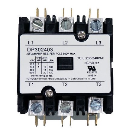 SUPCO Contactor, 30A, 240V, 3 Pole DP302403