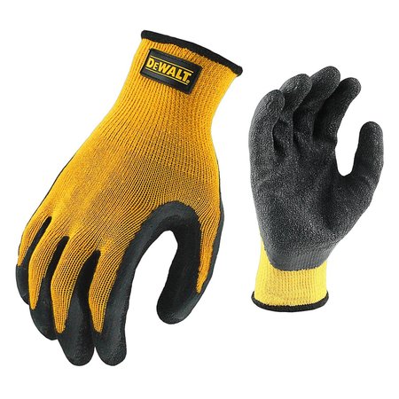 DEWALT Rubber Coated Gloves, Palm Coverage, Black/Yellow, L, PR DPG70L