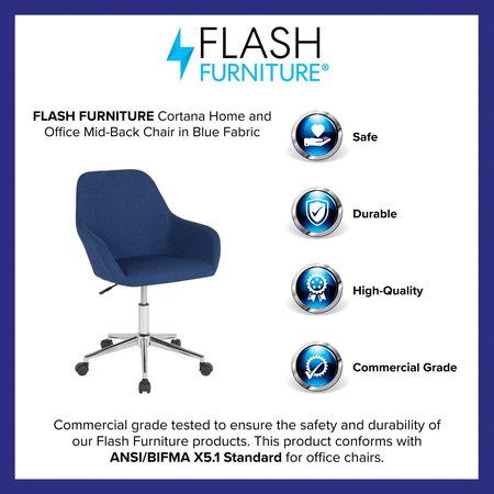 Flash Furniture Cortana Home and Office Mid-Back Chair, B DS-8012LB-BLU-F-GG