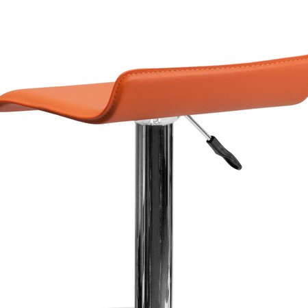 Flash Furniture Orange Vinyl Barstool, Adj Height, Seat Height Range: 22-3/4" to 31-1/4" DS-801-CONT-ORG-GG