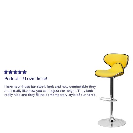 Flash Furniture Yellow Vinyl Barstool, Adj Height, Material: Chrome, Foam DS-815-YEL-GG