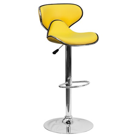 Flash Furniture Yellow Vinyl Barstool, Adj Height, Material: Chrome, Foam DS-815-YEL-GG