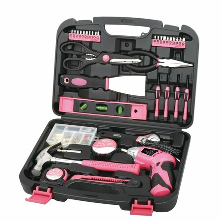 APOLLO TOOLS 135 Piece Household Tool Kit - Pink DT0773N1