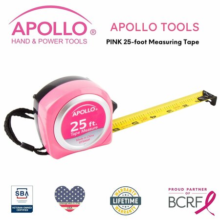 Apollo Tools 25ft. Tape Measure - Pink DT5002P