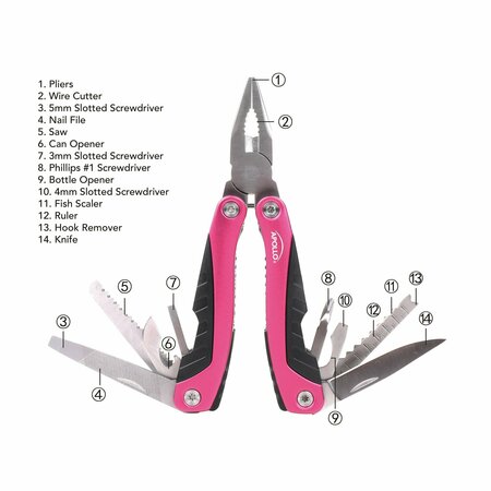 Apollo Tools Multitool Pliers, 14 In 1, Pink DT5015P