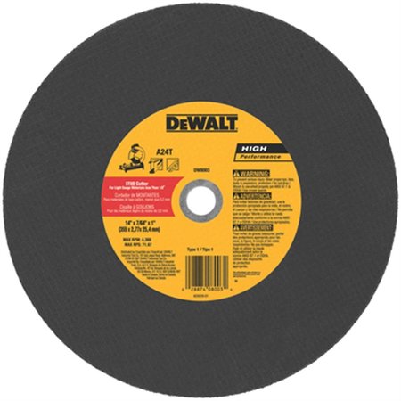DEWALT Chop Saw Blade, 14" dia., 1" A DWTDW8003