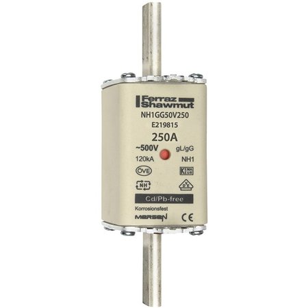 MERSEN IEC NH Fuse Link, E21 Series, 250A, 500V AC, Square E219815