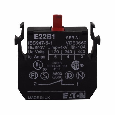 Eaton Cutler-Hammer Contact Block, 1 Nc Contact E22B1