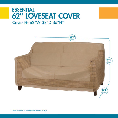 Duck Covers Essential Latte Patio Loveseat Cover, 62" x 38"x 35" ELV623835