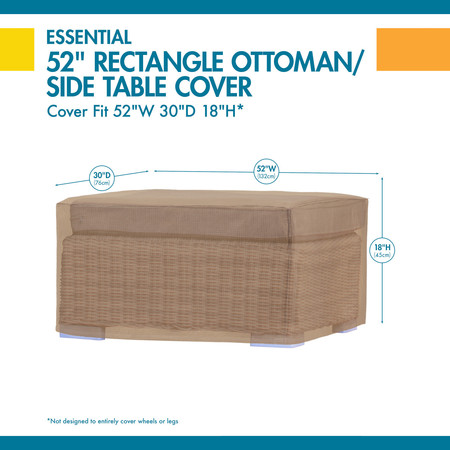 Duck Covers Essential Latte Patio Rectangle Ottoman Cover, 52"x30"x18" EOT523018