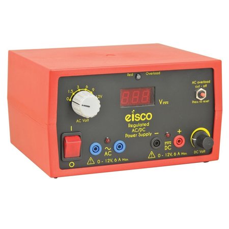 EISCO SCIENTIFIC Power Supply, 120V AC, 12V AC/DC, 6A EPR1330