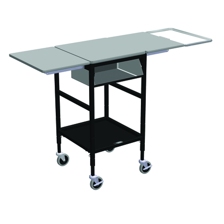 IRSG Sm Mobile Table w/Drop Lvs, Org. Bin, Trash Bag Holder & Bottom Shelf ERGO-27-K5