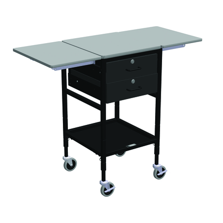 IRSG Sm Mobile Work Table w/Drop Leaves, 2 Locking Drawers & Btm Shelf ERGO-27-K9