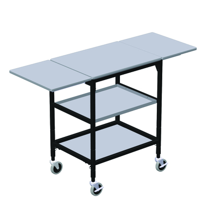 IRSG Mobile Work Table with Drop Leaves, Middle & Bottom Shelf ERGO-28-K3