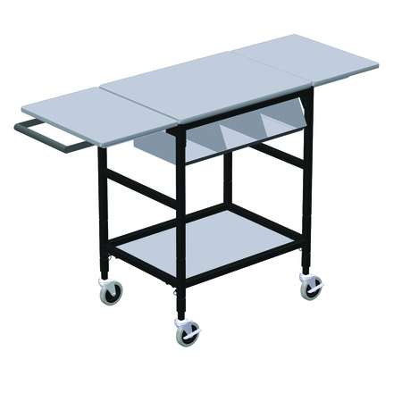 IRSG Mobile Table w/ Drop Lves, 3 Comp Org Bin, Hang Bar & Btm Shlf ERGO-28-K6