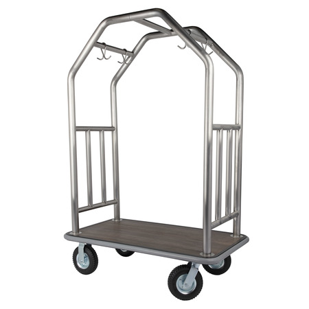 Hospitality 1 Source Brushed Estate Bellman Cart With Wood ESBSBG-111