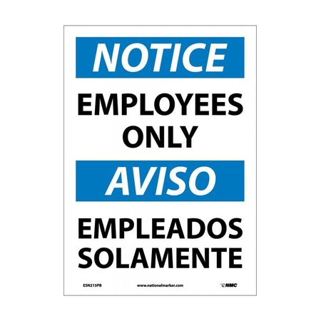 NMC Notice Employees Only Sign - Bilingual, ESN215PB ESN215PB