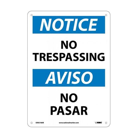 NMC Notice No Trespassing Sign - Bilingual, ESN218AB ESN218AB