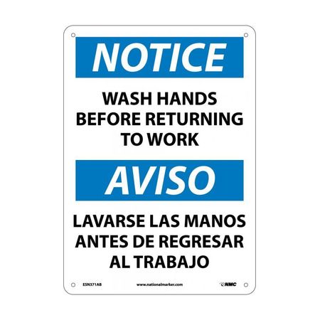 Nmc Notice Wash Hands Sign - Bilingual, ESN371AB ESN371AB