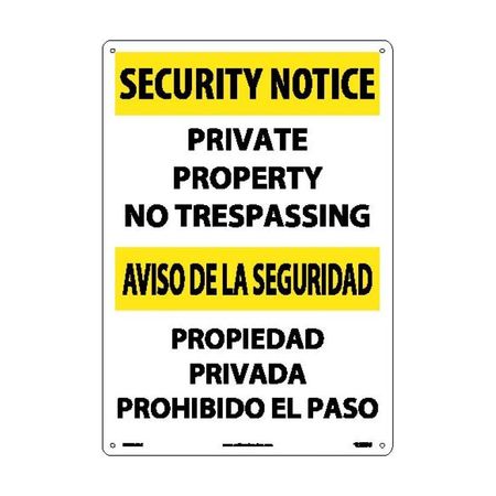 NMC Security Notice No Trespassing Sign - Bilingual, ESSN26AC ESSN26AC