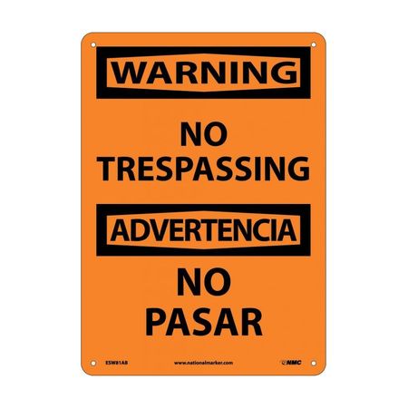 NMC Warning No Trespassing Sign - Bilingual, ESW81AB ESW81AB