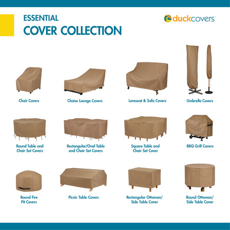 Duck Covers Essential Latte Patio Rectangle Table Set Cover, 96"x64"x32" ETO09664