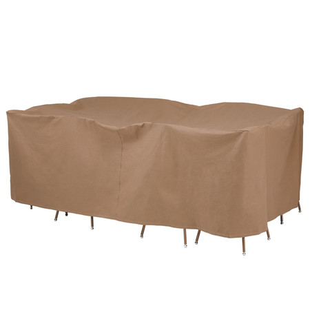 DUCK COVERS Essential Tan Patio Recta/Oval Table Set Cover, 90"x60"x32" ETO906032