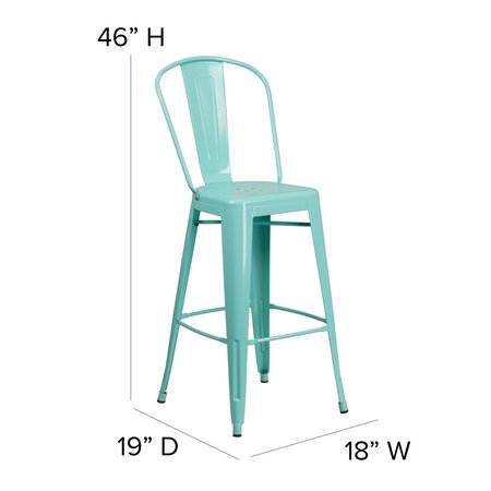 Flash Furniture Mint Metal Outdoor Stool, 30" ET-3534-30-MINT-GG