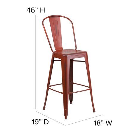 Flash Furniture Distressed Red Metal Stool, Material: Rubber ET-3534-30-RD-GG