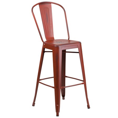 Flash Furniture Distressed Red Metal Stool, Material: Rubber ET-3534-30-RD-GG