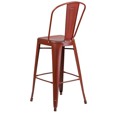 Flash Furniture Distressed Red Metal Stool, Material: Rubber ET-3534-30-RD-GG