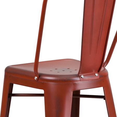 Flash Furniture Distressed Red Metal Stool, Material: Rubber ET-3534-30-RD-GG