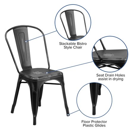 Flash Furniture Stackable Chair, 20"L33-1/2"H, ContemporarySeries ET-3534-BK-GG