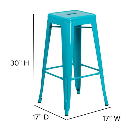 Flash Furniture 30" High Backless Crystal Teal-Blue Barstool ET-BT3503-30-CB-GG