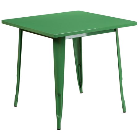 Flash Furniture Green Metal Table, 31.5SQ ET-CT002-1-GN-GG