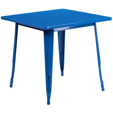 Flash Furniture Square 31.5" W, 31.5" L, 29.5" H, Metal Top, Blue ET-CT002-4-70-BL-GG