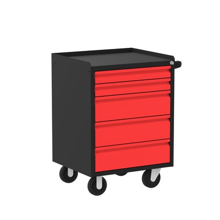 VALLEY CRAFT Garage Mobile Cabinet, 5 Drawer, Black/Red, 24 in W F89609RB