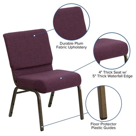 Flash Furniture Church Chair, 25"L33"H, FabricSeat, HerculesSeries FD-CH0221-4-GV-005-GG