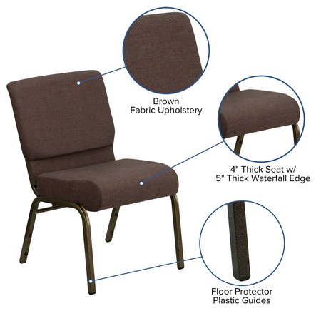 Flash Furniture Church Chair, 25" L 33" H, Fabric Seat, Hercules Series FD-CH0221-4-GV-S0819-GG