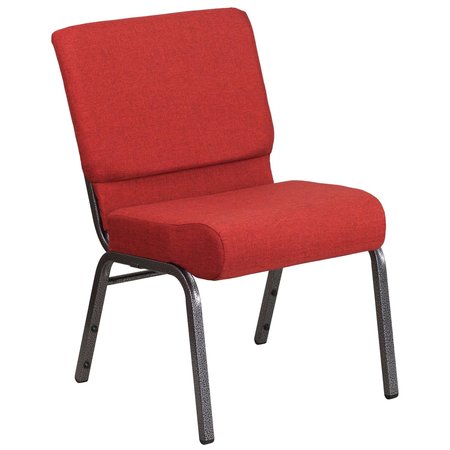 Flash Furniture Church Chair, 25" L 33" H, Fabric Seat, Hercules Series FD-CH0221-4-SV-RED-GG