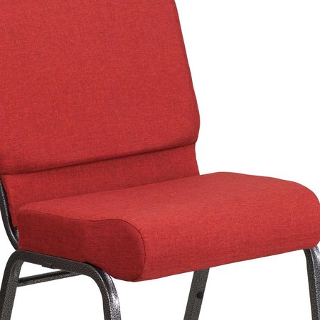Flash Furniture Church Chair, 25" L 33" H, Fabric Seat, Hercules Series FD-CH0221-4-SV-RED-GG