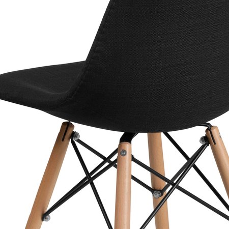 Flash Furniture Chair, Elon Series, Wood, Black Fabric FH-130-DCV1-FC01-GG