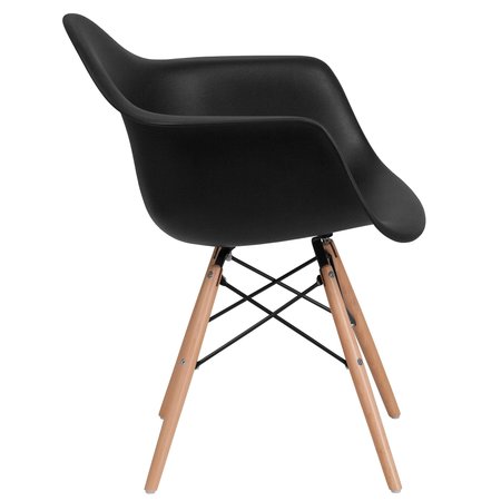 Flash Furniture Black Chair, 24.5 W 25" L 31.25 H, Metal, Polypropylene, Wood Seat, Alonza Series FH-132-DPP-BK-GG