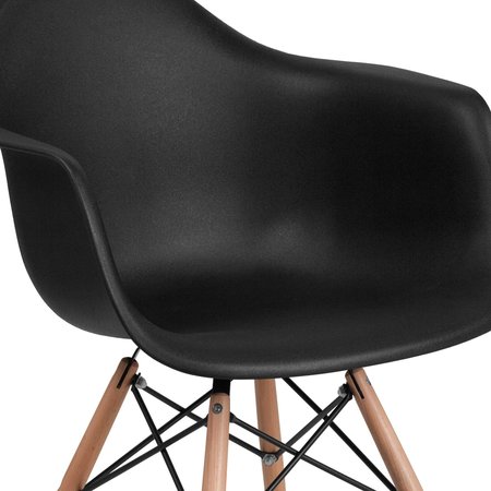 Flash Furniture Black Chair, 24.5 W 25" L 31.25 H, Metal, Polypropylene, Wood Seat, Alonza Series FH-132-DPP-BK-GG