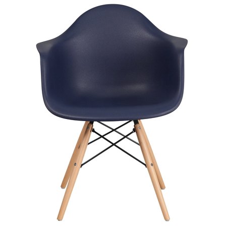 Flash Furniture Navy Chair, 24.5 W 25" L 31.25 H, Metal, Polypropylene, Wood Seat, Alonza Series FH-132-DPP-NY-GG