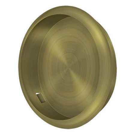 DELTANA Flush Pull, Round, 2-1/8" Diameter Antique Brass FP221RU5