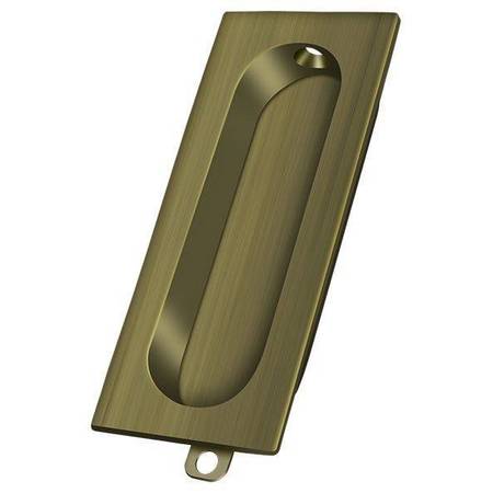 DELTANA Flush Pull, Rectangle, 3-1/8" X 15/16" Antique Brass FP222U5