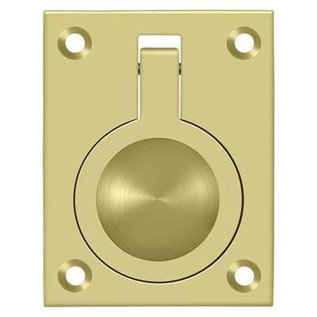 DELTANA Flush Ring Pull, 2-1/2" X 1 7/8" Bright Brass FRP25U3