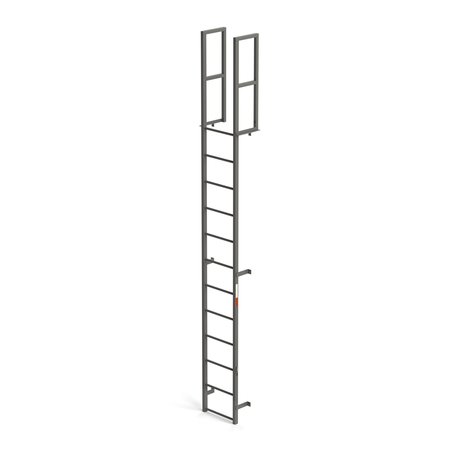 EGA PRODUCTS Fixed Vertical Ladder, 12 Steps, 12 ft. Top Rung Height, Walk Through, 300 lbs. Capacity MFV12
